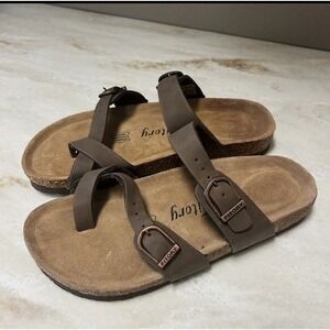 FITORY Slide Sandals with Soft Cork Footbed, Women's Size 7, Brown